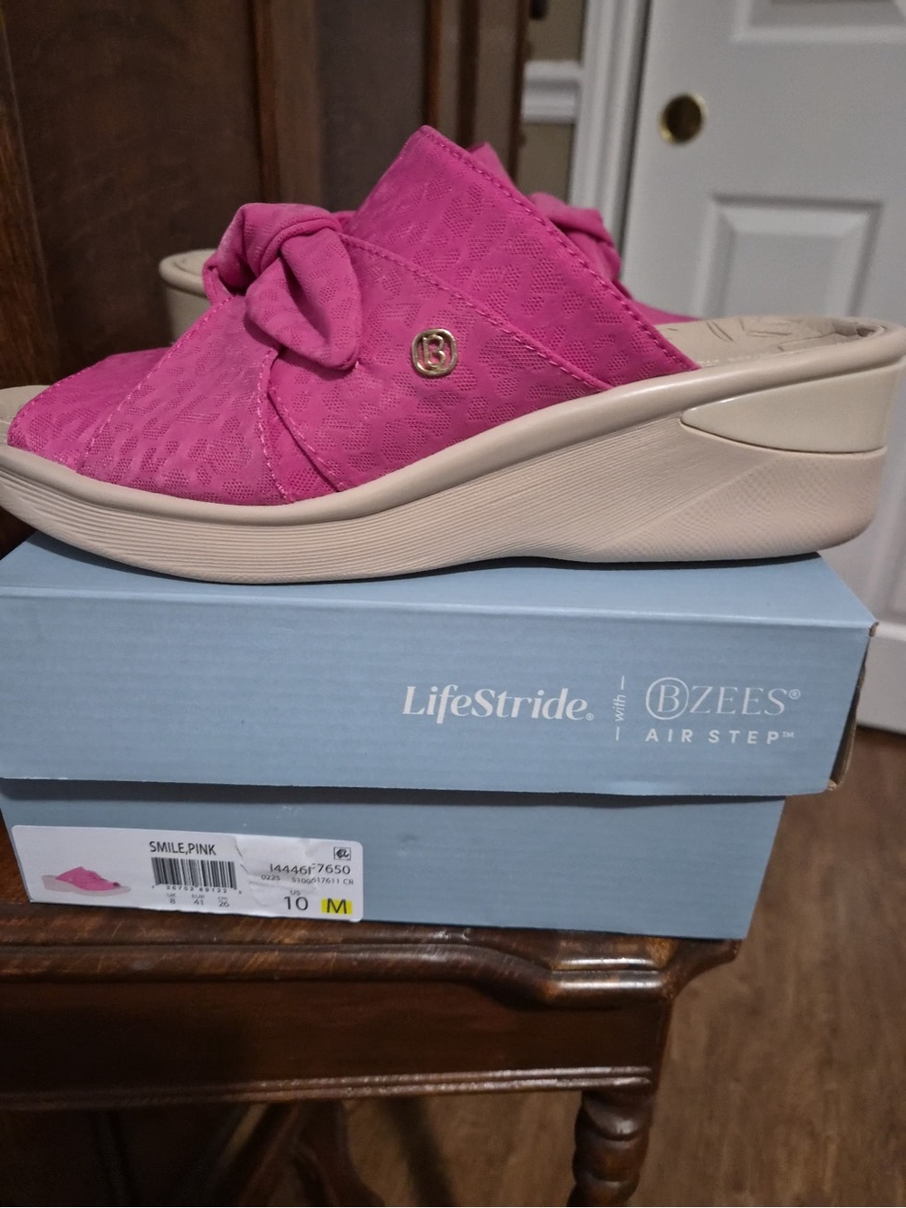 Life Stride Pink Knot Wedge Mule